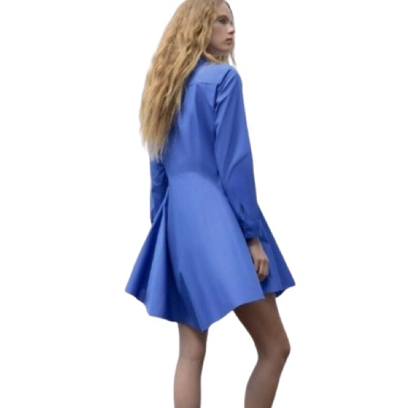 NWOT Zara Short Poplin Dress Blue Size S - Picture 3 of 7